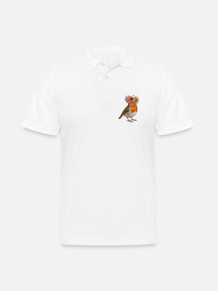 Blumenkrone Rotkehlchen - Männer Poloshirt - Weiß