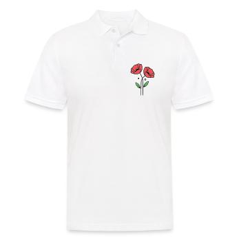 Poppy-Poppies-Minimalist-Line-Art-5 - Men's Polo Shirt - white - Front - Kai (181cm)