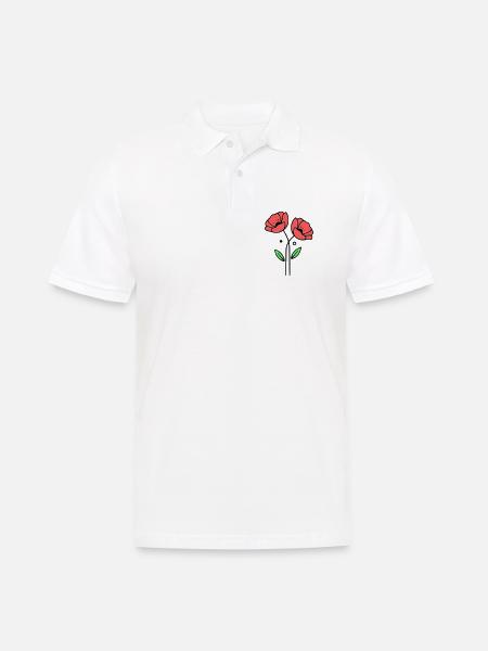 mohnblume-mohnblumen-minimalistisch-line-art-5 - Männer Poloshirt - Weiß