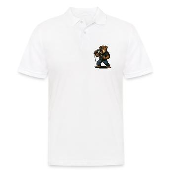 Chanteur de rock bouledogue avec art du microphone - Polo Homme - blanc - Devant - Kai (181cm)