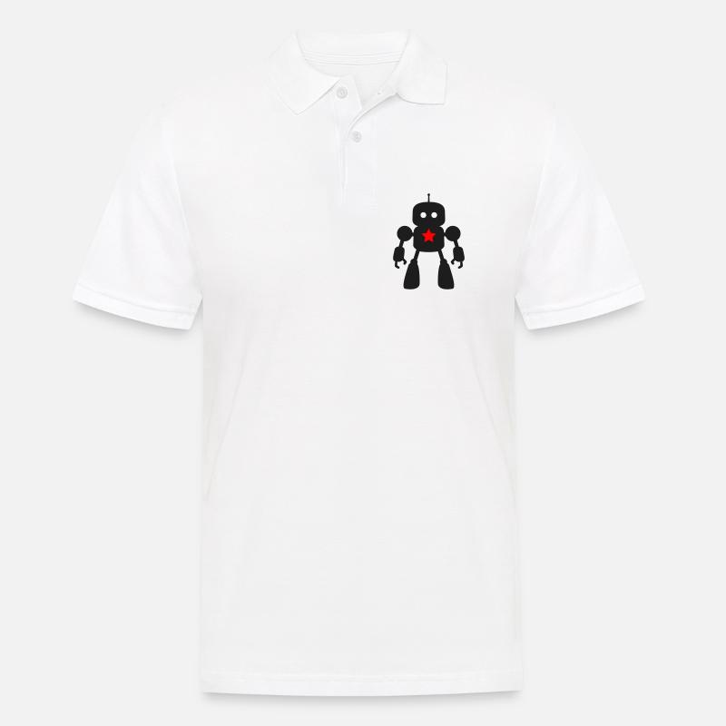 Roboter mit Stern KI Sci-Fi Nerd - Männer Poloshirt - Weiß