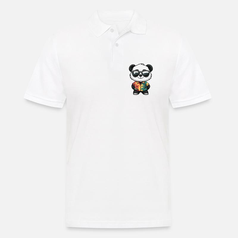Panda Comic Urlaub - Männer Poloshirt - Weiß