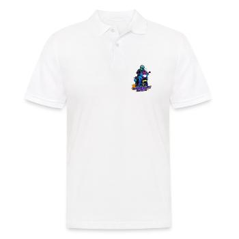 Synthwave Racer Neon Motorcycle - Polo Homme - blanc - Devant - Kai (181cm)