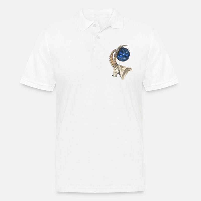 Steinbock mit dem Sternbild Steinbock - Männer Poloshirt - Weiß