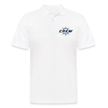 Nautik Crew - Steuerrad und Crew Schriftzug - Boot - Männer Poloshirt - Weiß - Vorne - Kai (181cm)