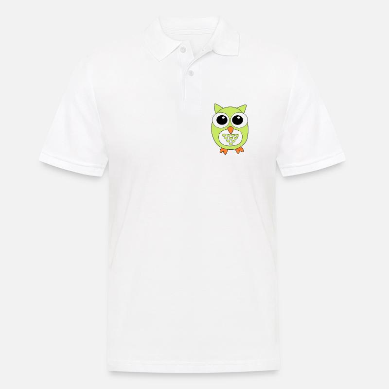Eule grüne Eule - Männer Poloshirt - Weiß