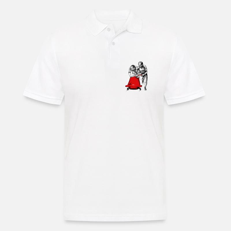 Bobfahrer beim Anschieben am Start - Männer Poloshirt - Weiß