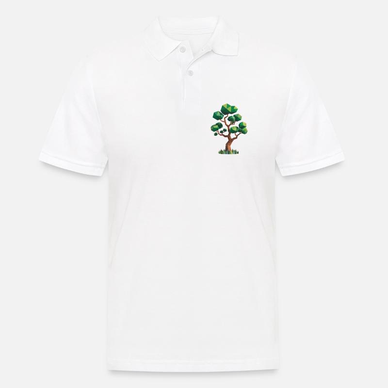 Baum - Cooles Low Poly Logo - Männer Poloshirt - Weiß