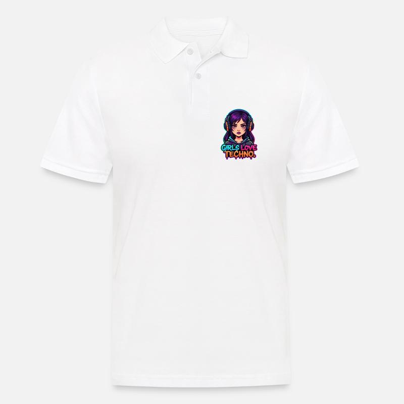 Techno Neon Mädchen - Männer Poloshirt - Weiß