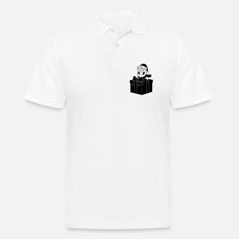 Weihnachts-Einhorn im Geschenk - Männer Poloshirt - Weiß