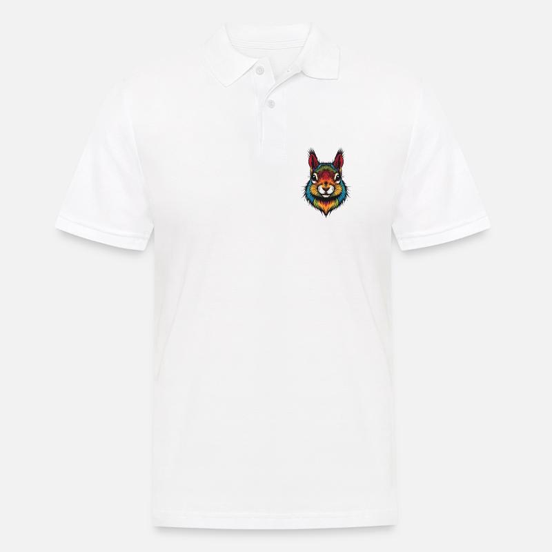 Buntes Eichhörnchen tierische Farbexplosion - Männer Poloshirt - Weiß