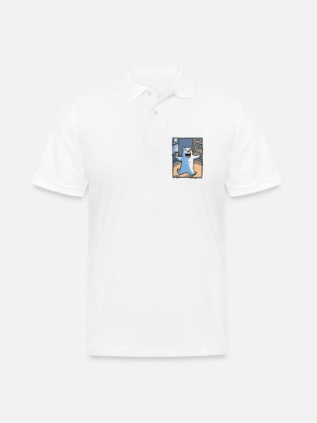 Kaffeebär im Laden - Männer Poloshirt - Weiß