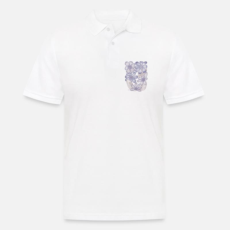 Lavender Bloom Blumenmuster - Männer Poloshirt - Weiß