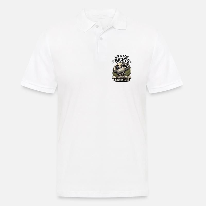 Relaxter Waschbär ProfiNichtstuer - Männer Poloshirt - Weiß