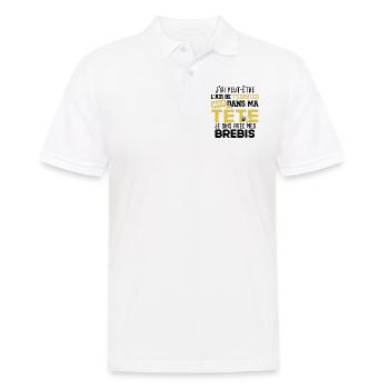 Brebis Mouton Agneau Laine Humour Ferme Agricole - Polo Homme - blanc - Devant - Kai (181cm)