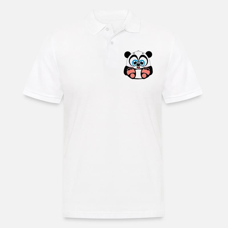 Percy Panda - Männer Poloshirt - Weiß