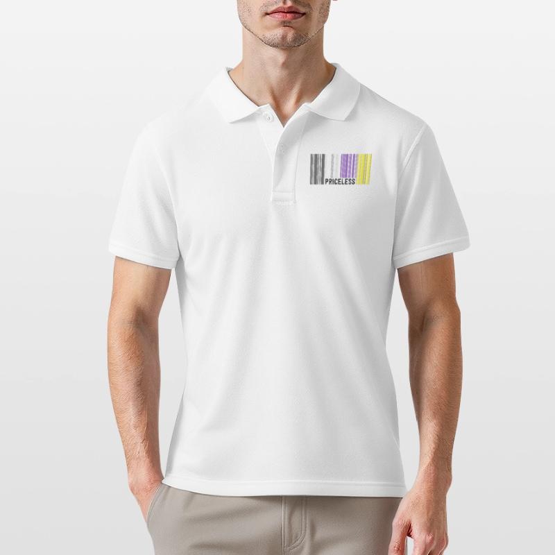Priceless Gender Nonbinary Pride Barcode Discreet Men's Polo Shirt