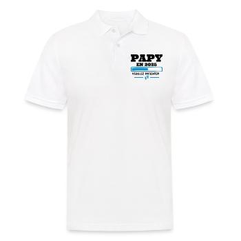 Futur Papy 2025 Grand-père Bébé Grossesse Cadeau - Polo Homme - blanc - Devant - Kai (181cm)
