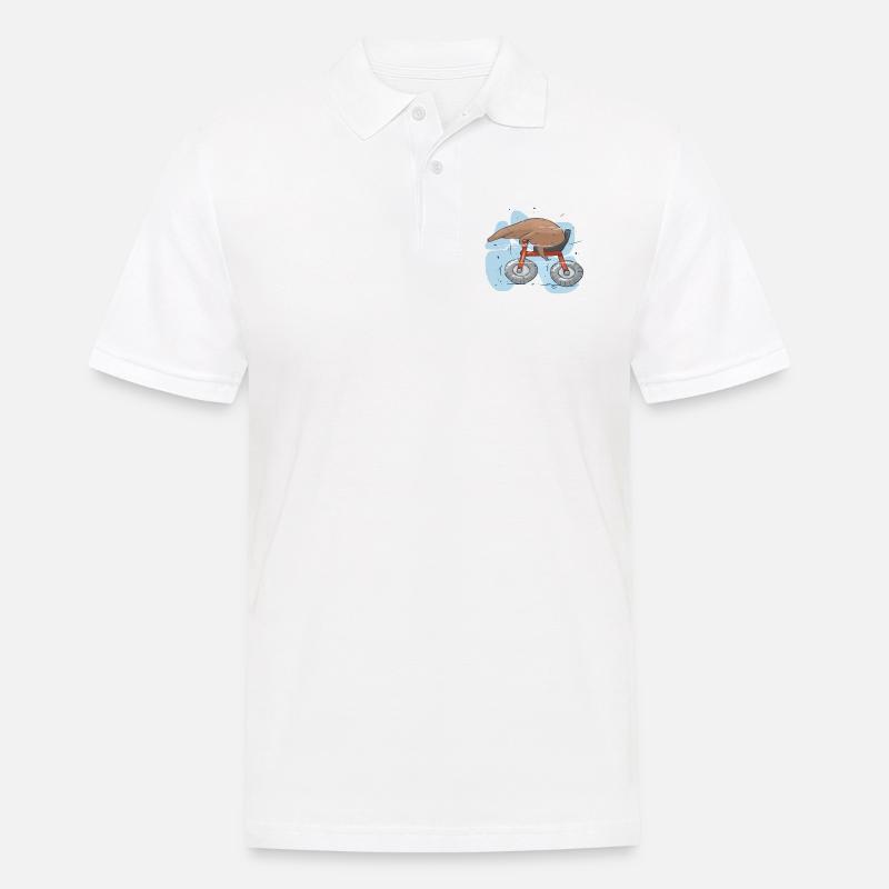 Mole auf dem Rad - Männer Poloshirt - Weiß