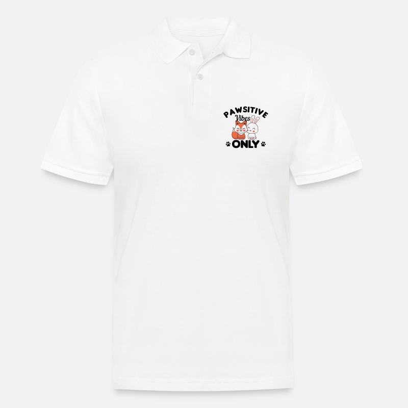 Tiere Pawsitive Vibes Nur Geschenk - Männer Poloshirt - Weiß