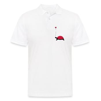 Tortue avec ballon de coeur - Polo Homme - blanc - Devant - Kai (181cm)