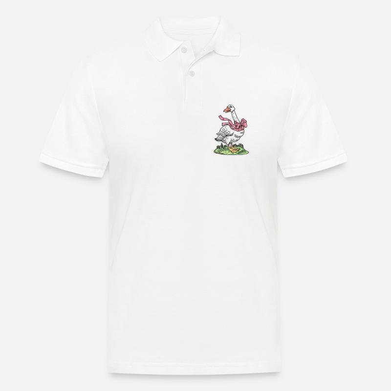 Gans mit rosa Schleife - Männer Poloshirt - Weiß