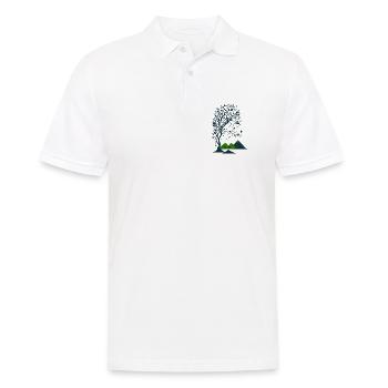 Baum und Berge minimalistisch - Männer Poloshirt - Weiß - Vorne - Kai (181cm)