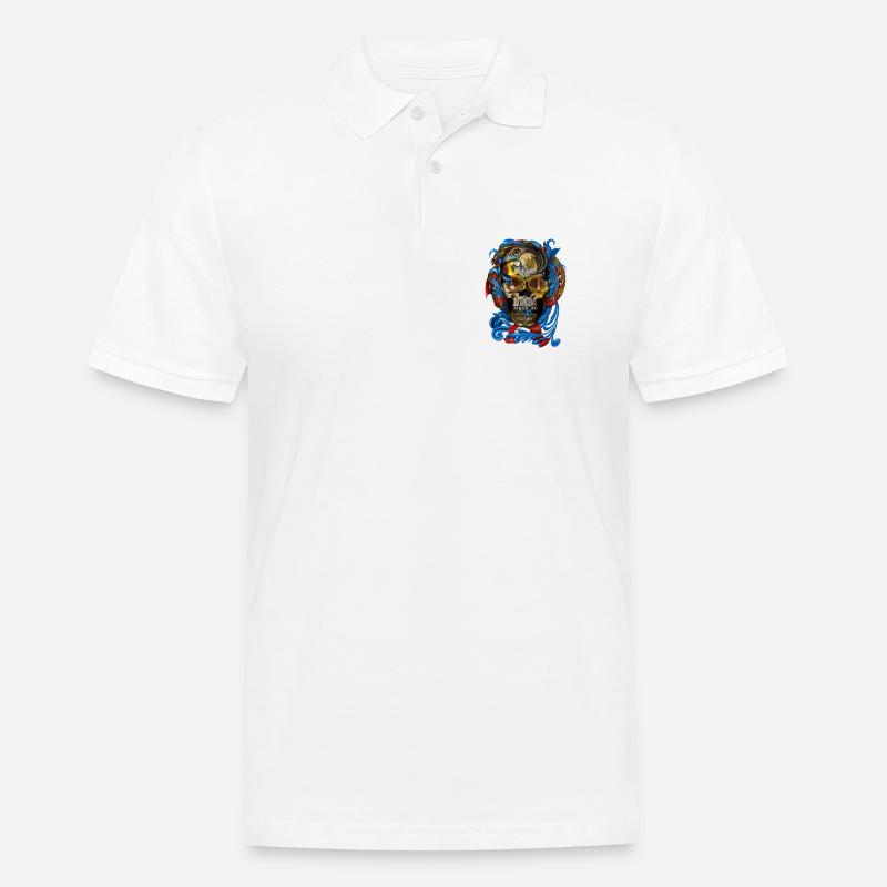Barock Skull mit Blau Bändern - Männer Poloshirt - Weiß
