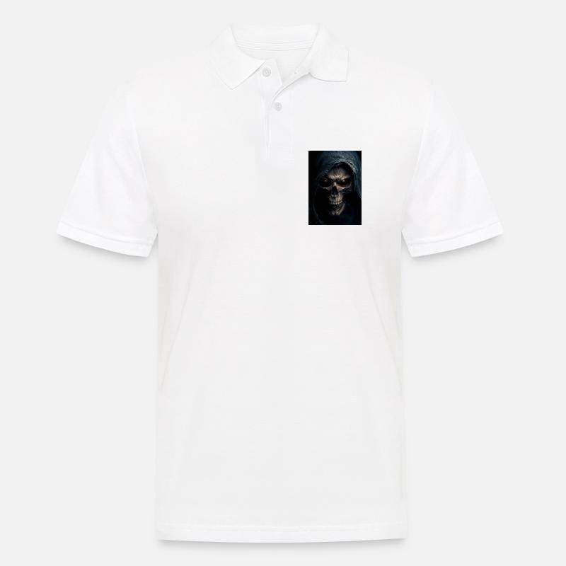 Schädel mit Kapuze Sensenmann - Männer Poloshirt - Weiß