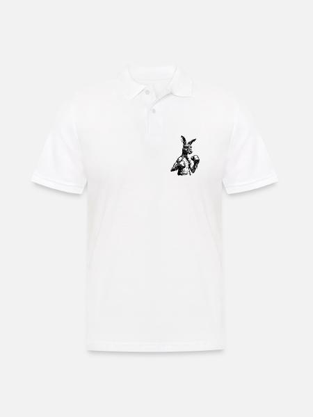 Känguru mit Boxhandschuhen schwarz :) - Männer Poloshirt - Weiß