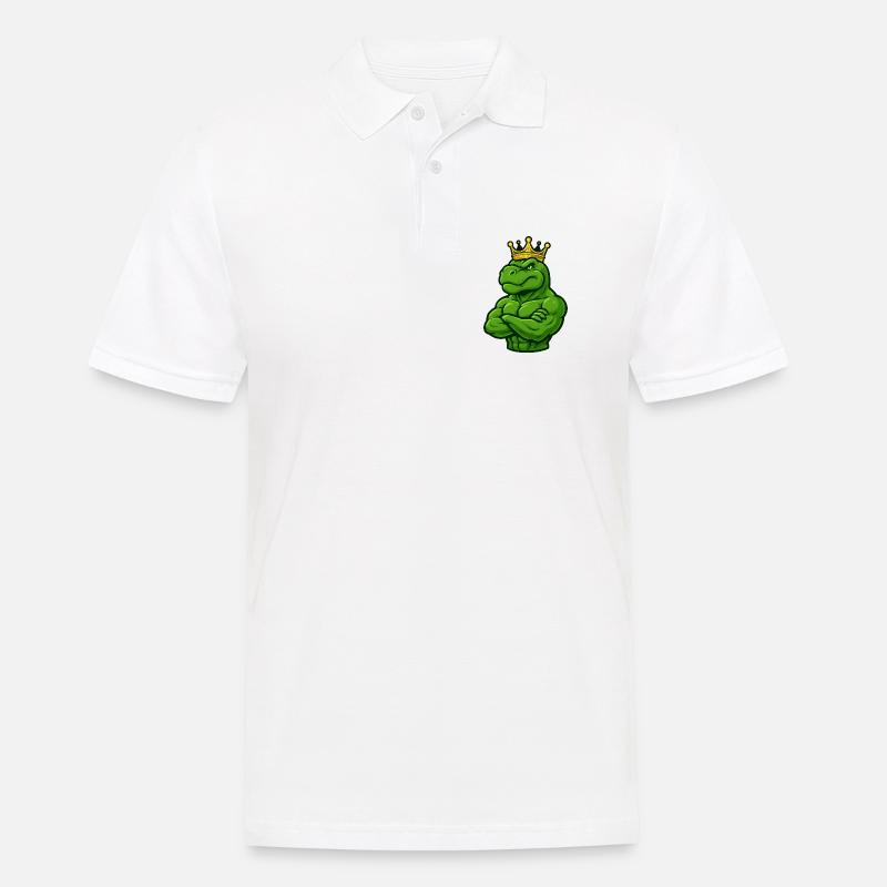 Starker T-Rex Dinosaurier mit Krone Selbstbewusst  - Männer Poloshirt - Weiß