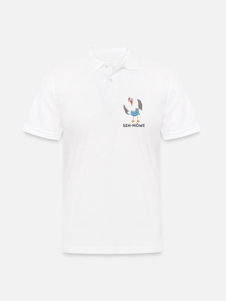 SEH-MÖWE – Lustige Möwe mit Brille Cartoon - Männer Poloshirt - Weiß