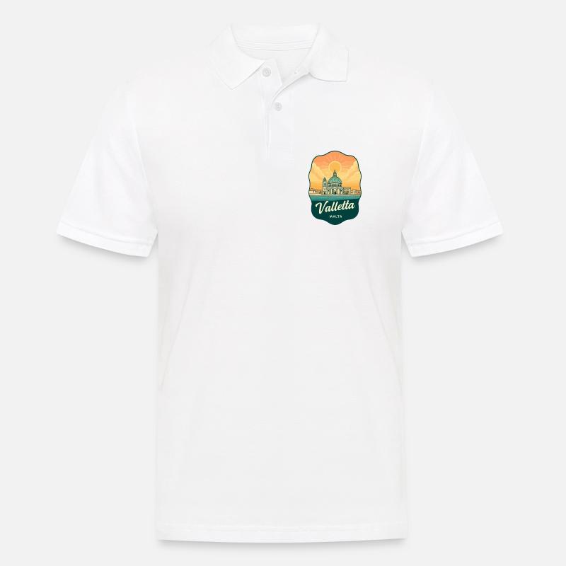 Valletta Malta Retro Sunset Reiseabzeichen - Männer Poloshirt - Weiß