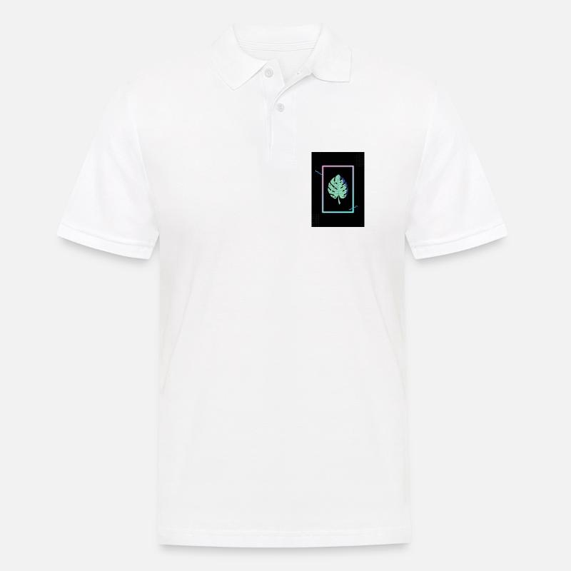 Monstera Neon Frame - Männer Poloshirt - Weiß