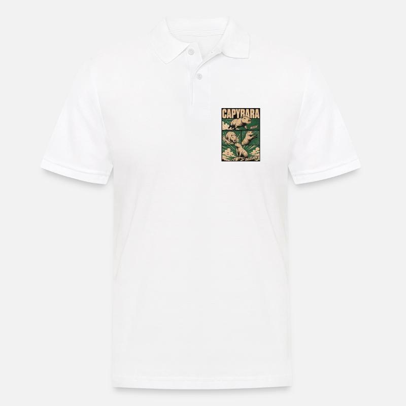 Chilliges Capybara Comic - Männer Poloshirt - Weiß