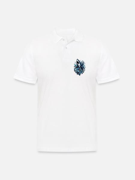 Hai durchbrechende Wellenkunst - Männer Poloshirt - Weiß