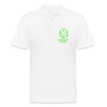 GAME OVER? - NEVER! - Männer Poloshirt - Weiß - Vorne - Kai (181cm)