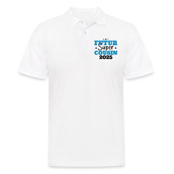Futur super cousin 2025 cadeau humour anniversaire - Polo Homme - blanc - Devant - Kai (181cm)