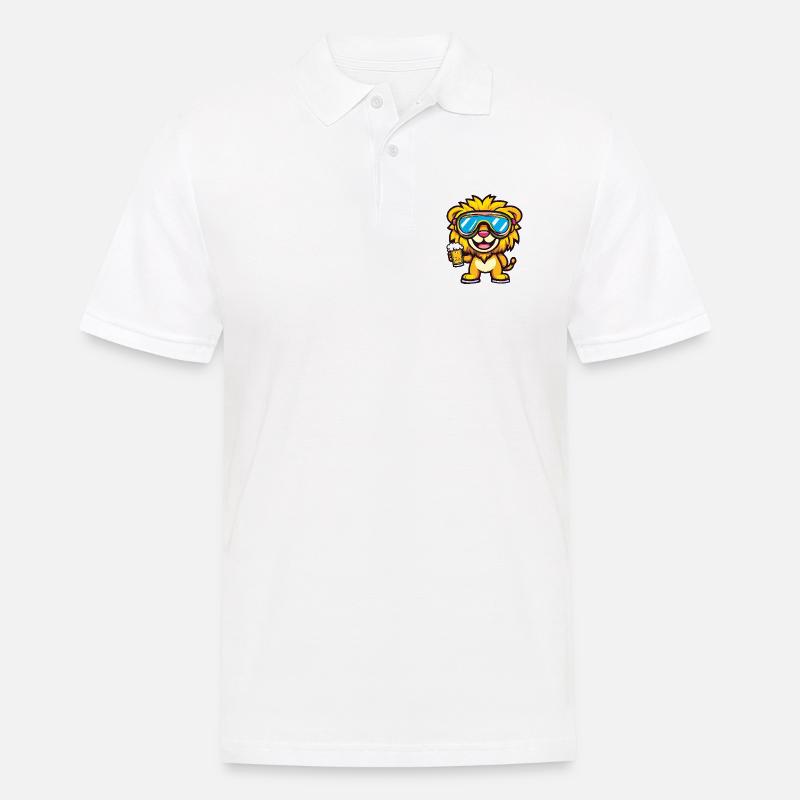 Löwe Apres Ski Bier - Männer Poloshirt - Weiß