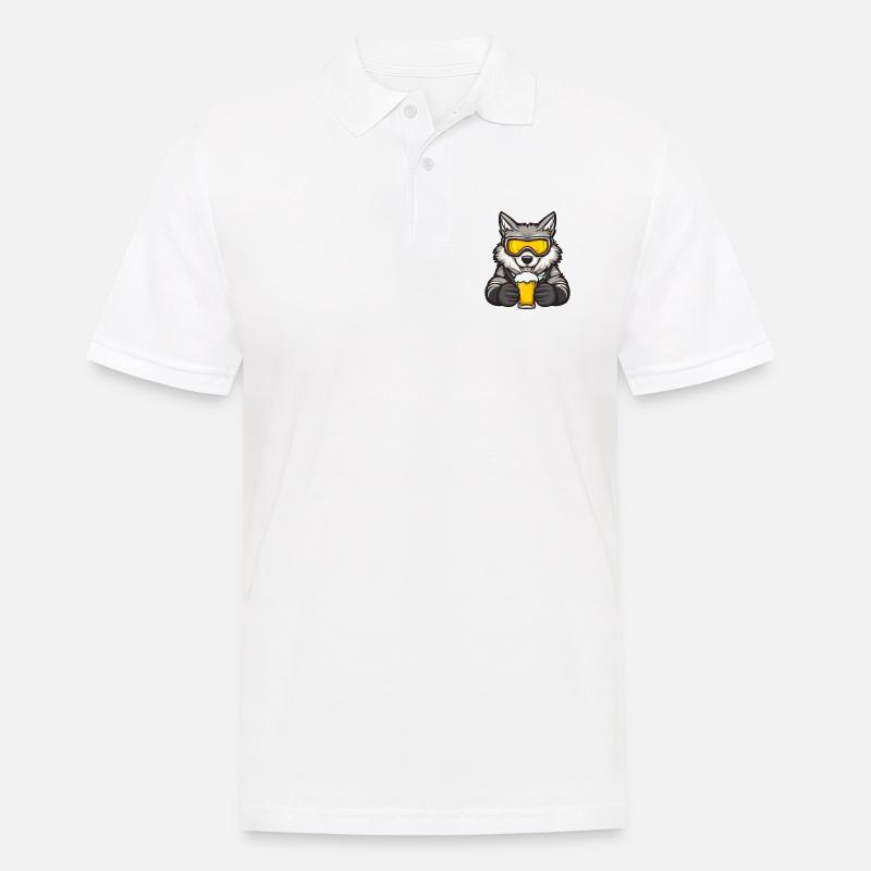 Wolf Apres Ski Bier Comic - Männer Poloshirt - Weiß
