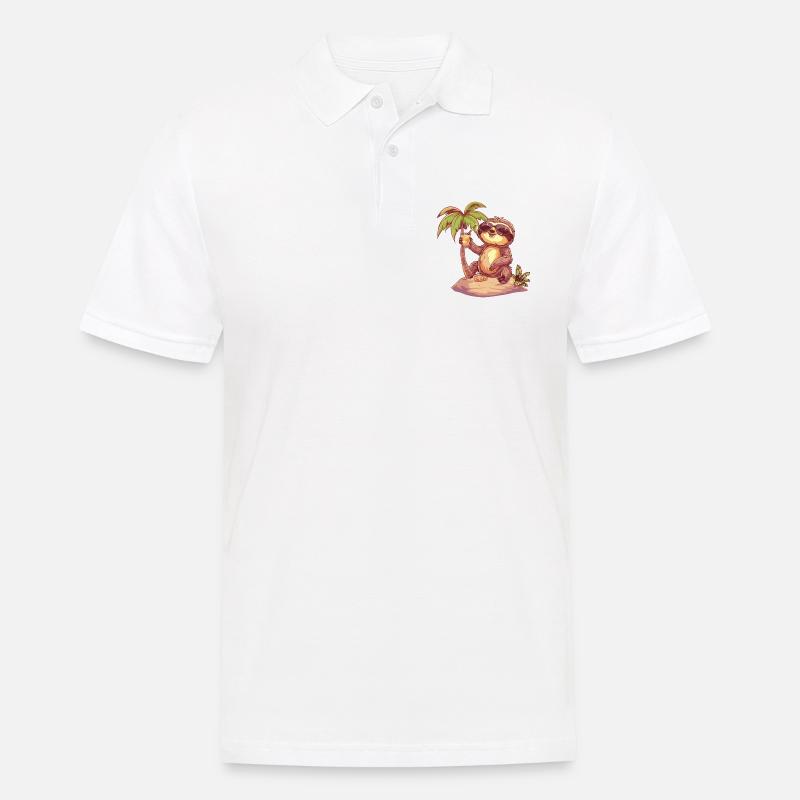 Faultier Sommer Strand Urlaub - Männer Poloshirt - Weiß