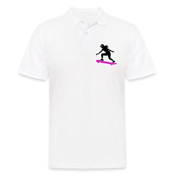 Skateboarding Woman Symbol Skateboard - Men's Polo Shirt - white - Front - Kai (181cm)