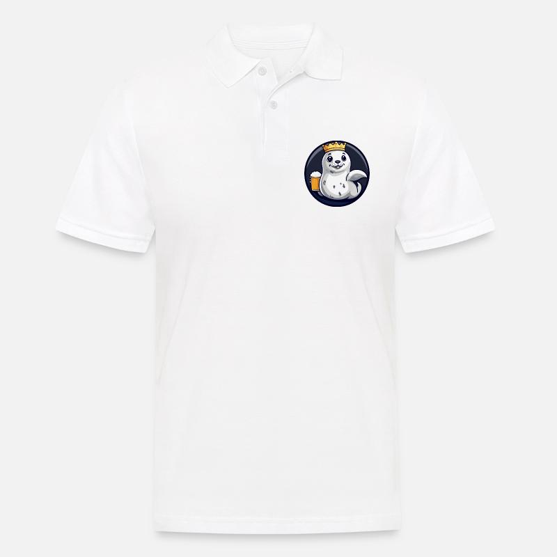 Robbe Tier Bier Comic - Männer Poloshirt - Weiß