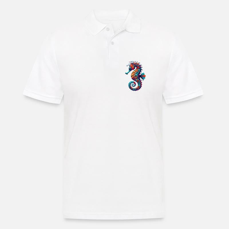 Seepferdchen - Männer Poloshirt - Weiß