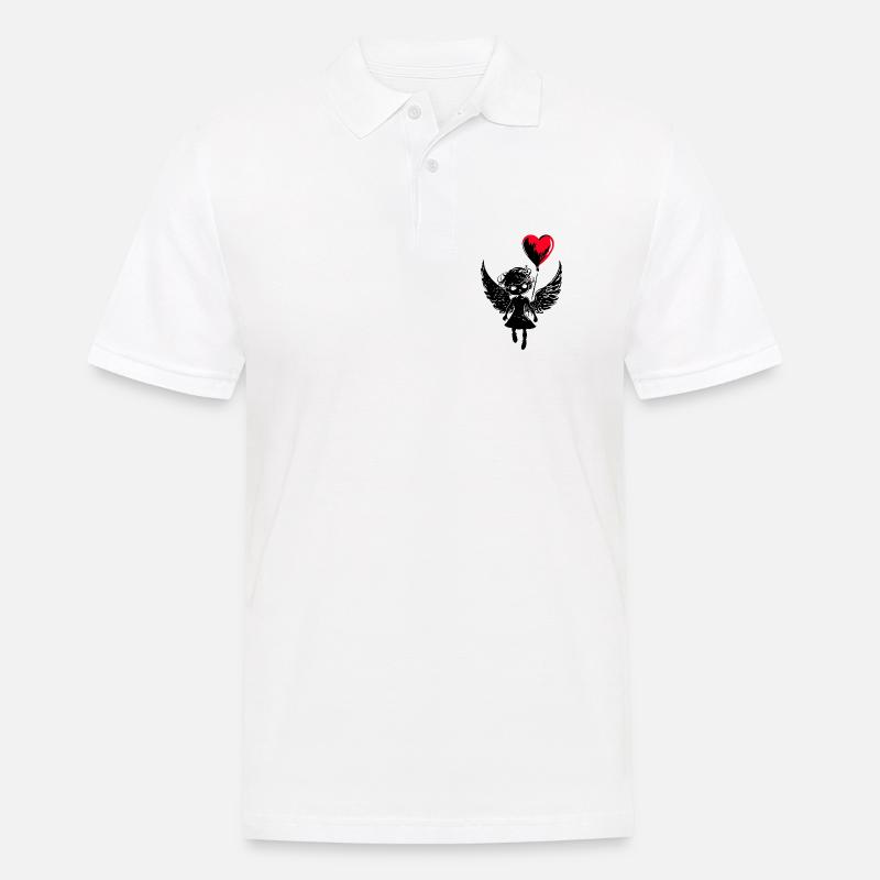 Engel mit Herz Luftballon - Heartful Creatures - Männer Poloshirt - Weiß
