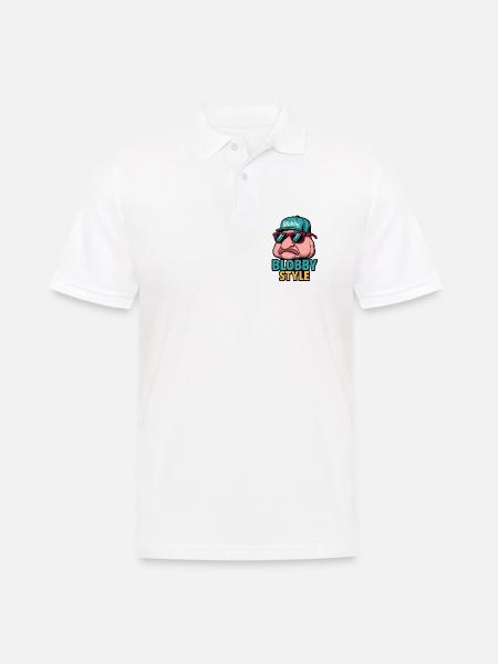 Blobby Style Cartoon Tee - Men's Polo Shirt - white