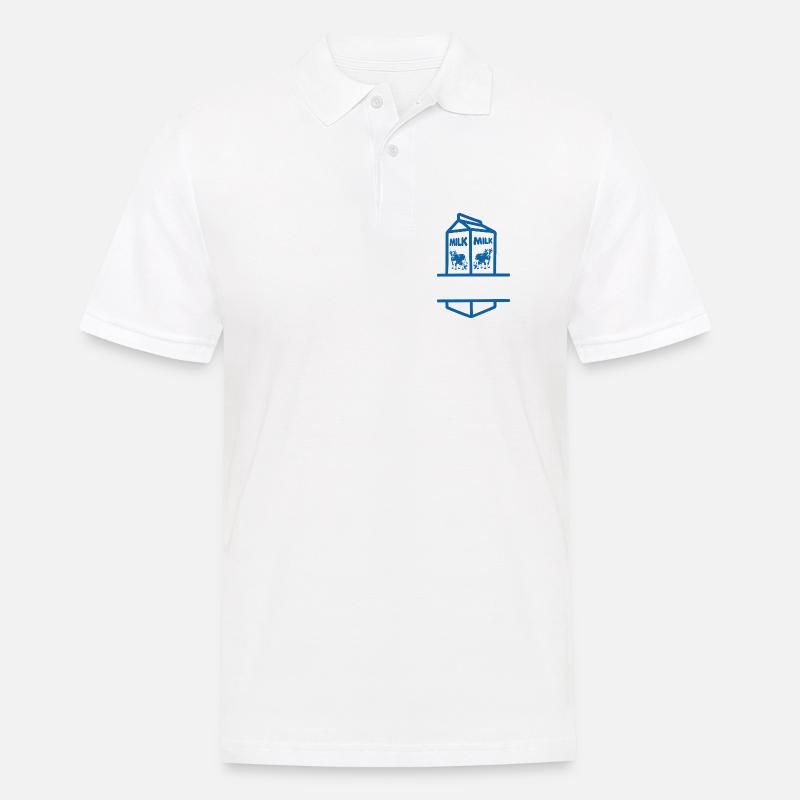 Blauer Milchkarton mit Kuh-eigenem Text - Männer Poloshirt - Weiß