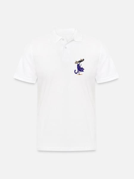 Lila Katze auf Skateboard - Männer Poloshirt - Weiß