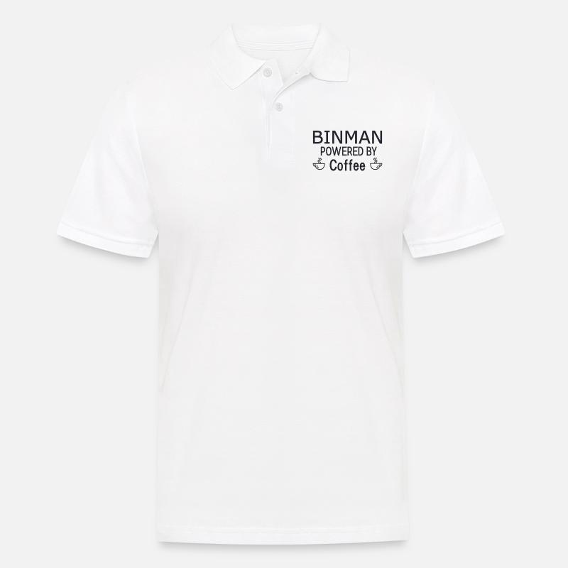 Binman Powered By Coffee - Männer Poloshirt - Weiß