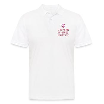 Ich habe mir dann mal Weltfrieden gewünscht - rot - Männer Poloshirt - Weiß - Vorne - Kai (181cm)